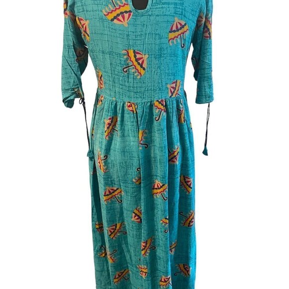 Womens Round Neck Printed A-Line Dress, size - Picture 2 of 7